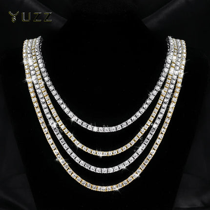 Classical 4MM Tennis Chain Iced Out Bracelet Necklace Men Fashion Hip Hop Jewelry Women 8/16/18/20/24inch Choker Punk Party Gift PlatiNum