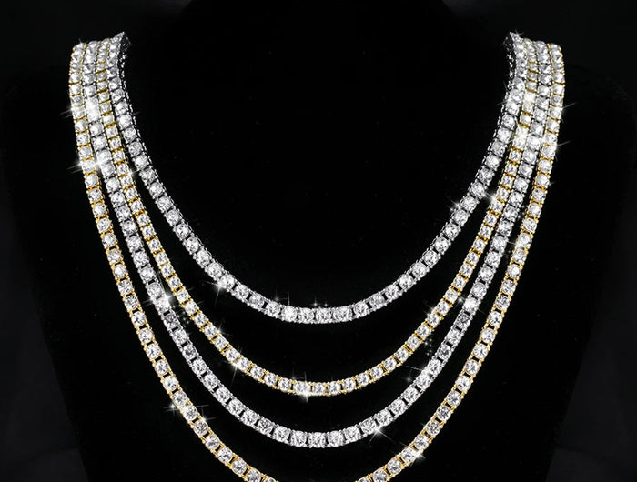 Classical 4MM Tennis Chain Iced Out Bracelet Necklace Men Fashion Hip Hop Jewelry Women 8/16/18/20/24inch Choker Punk Party Gift PlatiNum