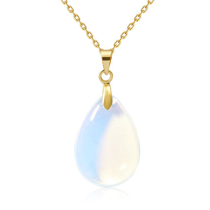 New Fashion Natural Stone Crystal Pendant Teardrop Simple Pendant Necklace Earrings Making Jewelry With Chain collar PlatiNum