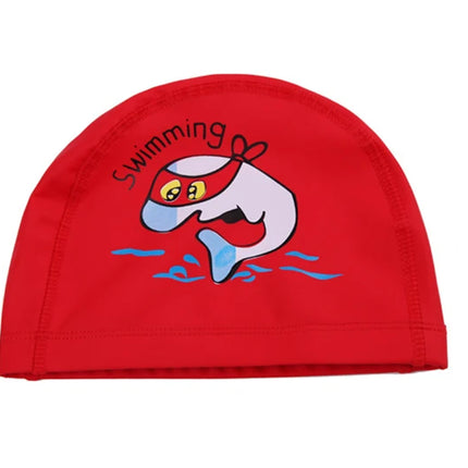 Cuffia da nuoto per bambini Tessuto PU impermeabile Simpatico cartone animato Animale Delfino Proteggi le orecchie Capelli lunghi Ragazzi Ragazze Cuffia da piscina Cappello