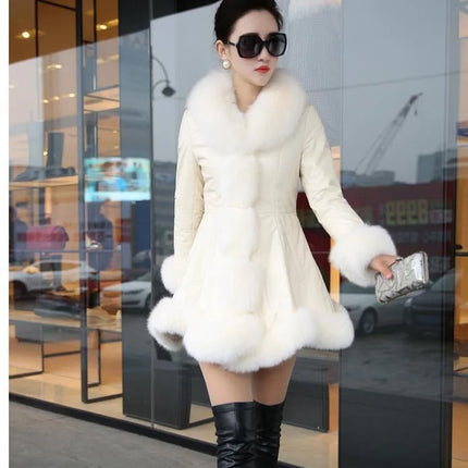 Hot Sale Winter Women's Faux Fur High Quality Faux Sheepskin Coats Keep Warm With Fur Fox Collars Slim Female Furs
