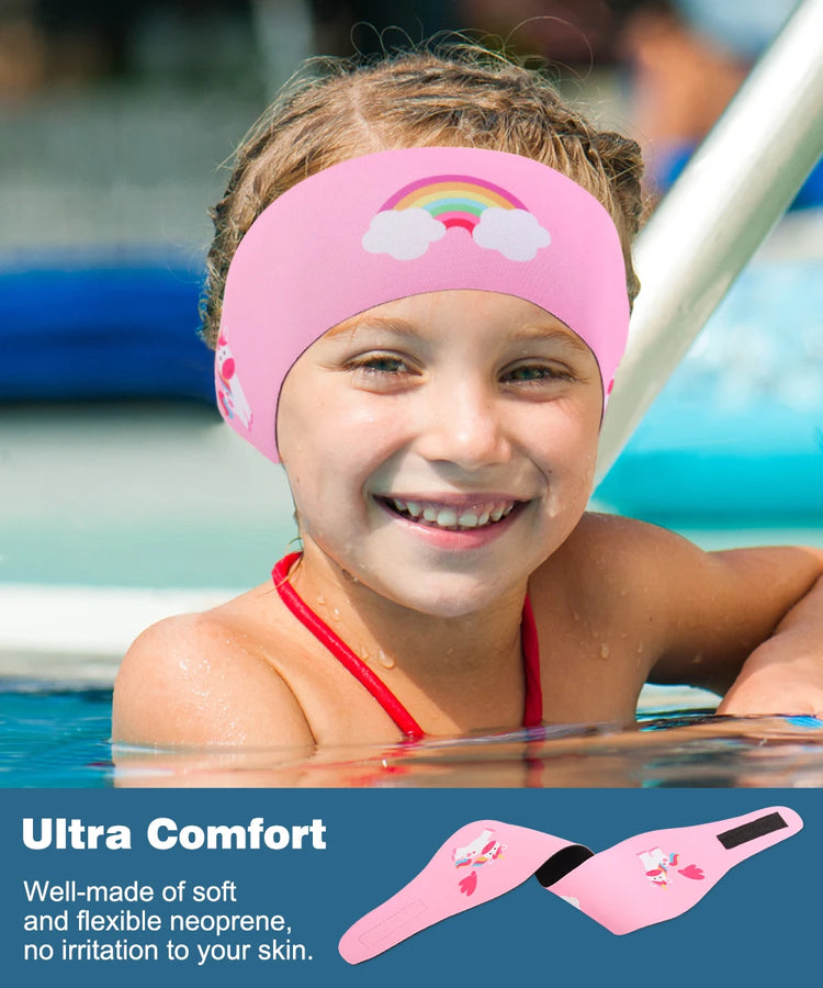 MoKo Fascia per nuoto per bambini Adulti Bambini Neoprene Simpatici nuotatori Fascia per capelli impermeabile per orecchie per uomini e donne