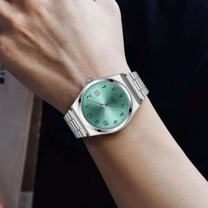 LUCKY FOX - Orologio da polso elegante e minimalista in acciaio inossidabile con quadrante nero - Cronometraggio preciso per tutti i giorni platinumshop