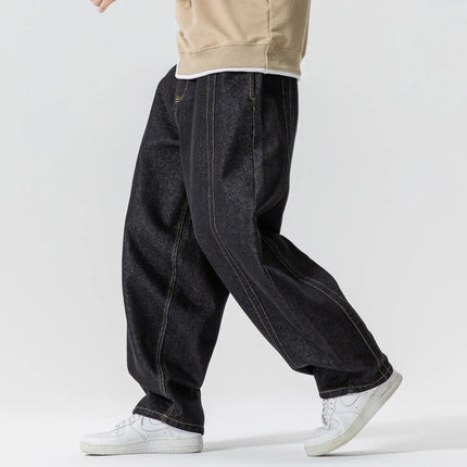Jeans Dritti da Uomo Primavera Autunno Stile Retrò Casual High Street Gamba Larga Pantaloni in Denim Uomo Hip Hop Oversize Streetwear