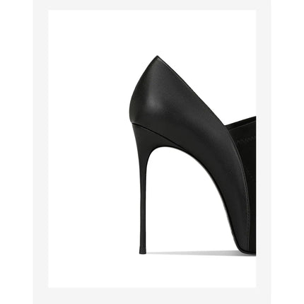 2025 Primavera nuove scarpe eleganti eleganti con tacco a spillo da donna in vera pelle nera con tacco alto