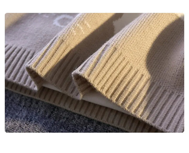 Cartoon Cat's New Knitted Sweater 2025 Men's Autumn/Winter Warm Knitted Sweater Men's Pullover Home Clothes
