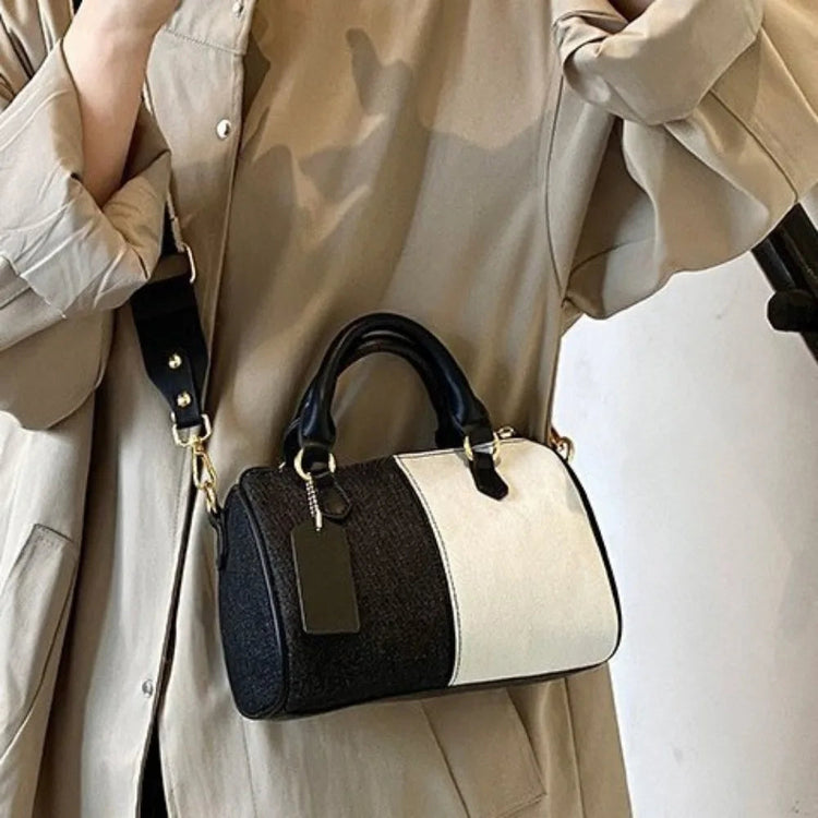 Patchwork Colorblock Mini Handbags For Women Denim Shoulder Cross Body Bags Casual Street Small Boston Bag 2025 Designer Purses PlatiNum