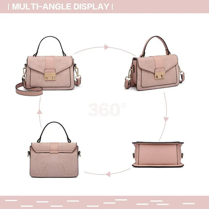 Elegante borsa da donna KONO in similpelle PVC, tracolla rimovibile, diverse modalità di trasporto, dimensioni compatte 22×8×15 cm, perfetta per tutti i giorni e per il lavoro.
