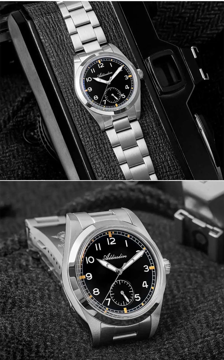 ADDIESDIVE 36mm Men Quartz VH60 Watch AD2099 BGW9 Luminous Bubble Mirror Pot Cover Glass 10Bar Waterproof Stainless Steel Watch