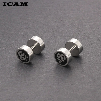 ICAM 1 paio di semplici manubri in acciaio inossidabile uomo/donna orecchini a bottone stile Punk moda acciaio 316L gioielli da uomo regalo 3 colori platinumshop