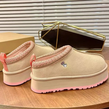 Tasman Winter Warm Wool Women's Tazz Classic Ultra Mini Platform Slippers Thick Sole Genuine Leather And Fur Snow Boots