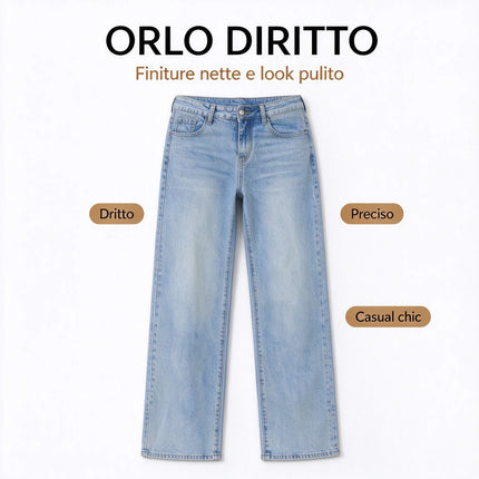 Women's Low Waist Wide Leg Jeans, Light Wash Stretch Denim, Casual Shaping Wide Leg Pants for All Occasions,Yw-2025