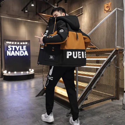 Fashion Two Piece Men's Sets Spring Autumn Youth Street Wear Hooded Jacket & Pant Suit Outdoor Coat & Jogger Tracksuits Clothing