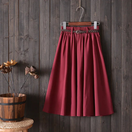 Gonna estiva midi al ginocchio da donna con cintura Gonna da scuola a pieghe a vita alta da donna coreana alla moda femminile
