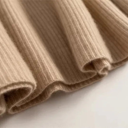 100% Pure Cashmere Over-The-Knee Mid-Length Knitted Skirt for Women, Autumn and Winter, 100% Pure Cashmere High-Waisted Slimming Base Umbrella Skirt, Thick for Commuting PlatiNum
