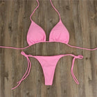 Set bikini perizoma da donna con cravatta laterale costume da bagno sexy stile fasciatura costumi da bagno brasiliani attrezzatura da nuoto in poliestere per la festa estiva platinumshop