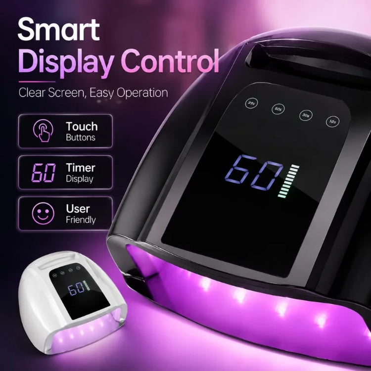96W Wireless UV LED Nail Dryer, Rechargeable Nail Lamp with Metal Base, Portable Cordless Manicure Curing Light for Gel Polish