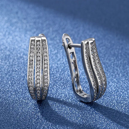 Orecchini in argento sterling 925 gioielli di alta qualità retrò modello semplice orecchini con zirconi bianchi viola vendita calda platinumshop