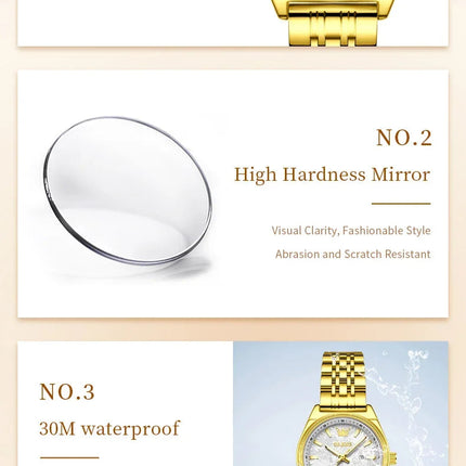 OLEVS 3703 Orologio da donna Orologio al quarzo con calendario di lusso Orologio da polso da donna impermeabile con specchio ad alta durezza 30M platinumshop