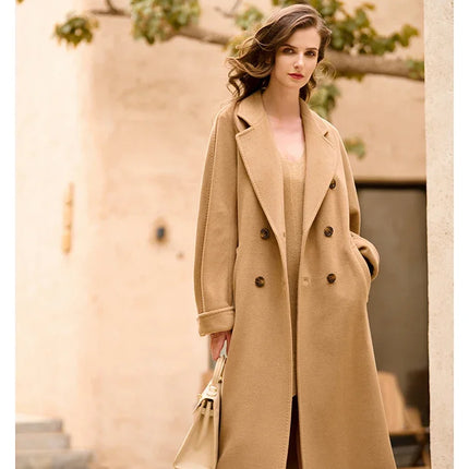 DUTRIEUX Women's Coat Double-sided 10% Cashmere 90% Wool Women's Long Coat Jacket, 2025 Winter New Long Cashmere Coat Women