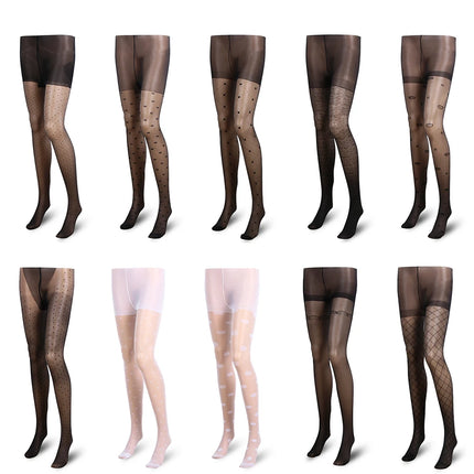 Calzamaglia da donna Sexy Plus Size calze di seta a pois piccole calze sottili Vintage finte calze da tatuaggio collant calzetteria femminile