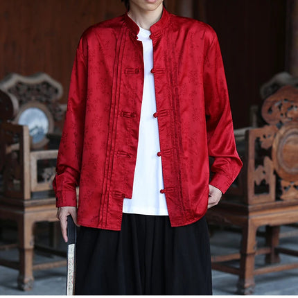 Camicie con stampa Abito tradizionale cinese Tang Camicie comode e traspiranti retrò Kung Fu Tai Chi Camicette casual Abbigliamento da uomo