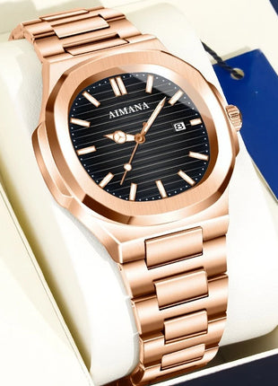 Men's Ultra-Thin Waterproof Quartz Watch with Calendar, High-End Lightweight Design for an Elegant Look