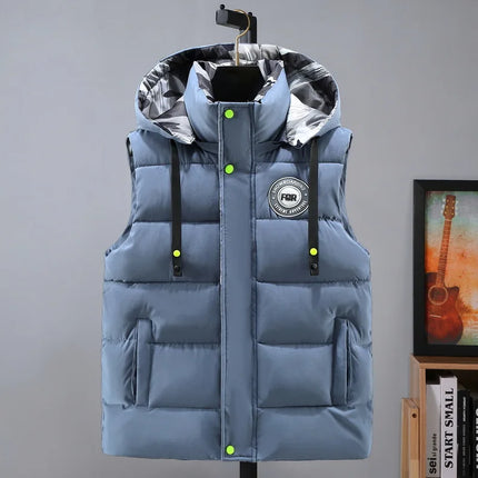 Hooded New Spring Autumn Sleeveless Jacket for Men Fashion Warm Hooded Male Winter Vest Light Plus Size Mens Work Vest Waistcoat
