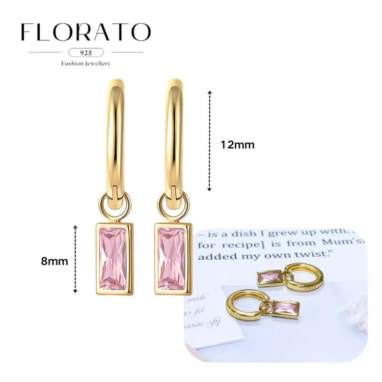 Lussuosa geometria 925 orecchio in argento sterling Ago rosa serie zircone orecchini a cerchio pendenti dolce moda regali di gioielli da sposa platinumshop