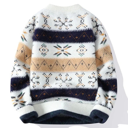 Autumn/winter New Fashion Trend Printed Thickened Warm Knitted Sweater Men's Casual Loose Sports Large Size High Quality Sweater