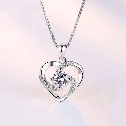 Collana in Argento Sterling 925 con Zircone Scintillante, Catena per Clavicola da Donna, Gioielli da Matrimonio Placcati in Oro 18k PlatiNum