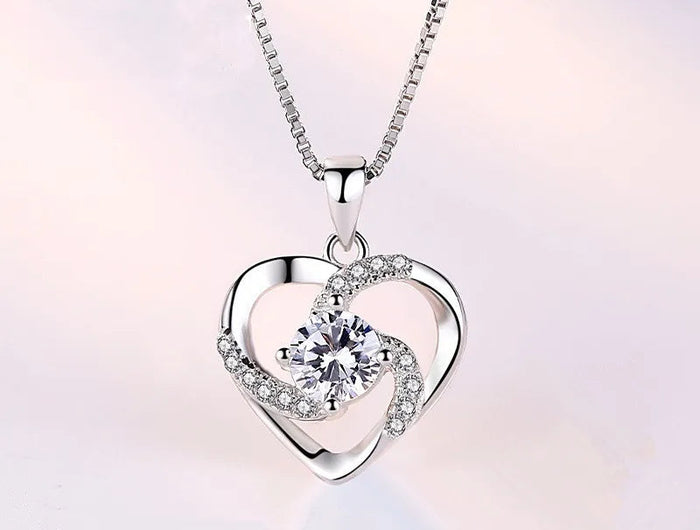 Collana in Argento Sterling 925 con Zircone Scintillante, Catena per Clavicola da Donna, Gioielli da Matrimonio Placcati in Oro 18k PlatiNum