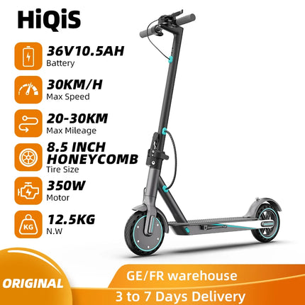 HiQiS V8 E-Scooter 350W Motore 36V 10.5Ah 30KMH Velocità 30KM Lungo Raggio 8.5 pollici A Nido D'ape Pneumatico Pieghevole Scooter Elettrico Per Adulti