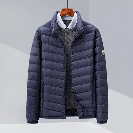 90 White Duck Down Men's Light and Warm Down Jacket with a Stand-Up Collar, Fashionable and Versatile Autumn and Winter Coat