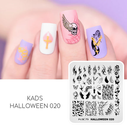 KADS Halloween Nail Stamping Plates skull Pumpkin Bat Template Stencils Nail Art Stamp Image Plate Manicure Nail Print Tool