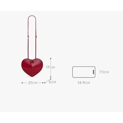 Borsa a tracolla da donna alla moda, a forma di cuore, in vera pelle, morbida e liscia, leggera, casual, per esterni, con scomparti interni.