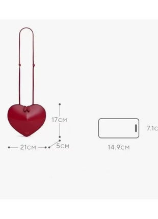 Borsa a tracolla da donna alla moda, a forma di cuore, in vera pelle, morbida e liscia, leggera, casual, per esterni, con scomparti interni.