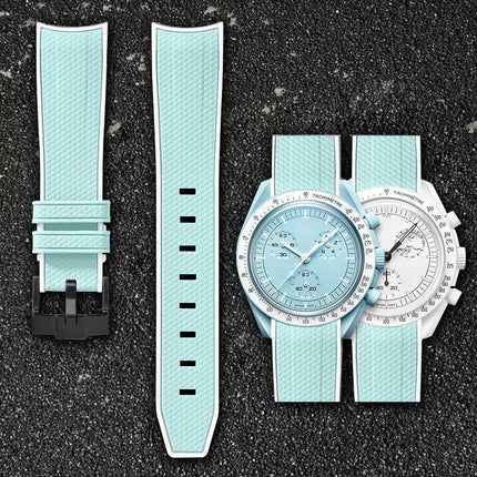 Per Omega Swatch 20mm Curva cinturino per orologio Speedmaster MoonSwatch Planet Snoopy cinturino cinturino a sgancio rapido braccialetto in gomma platinumshop