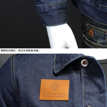 Men's High-Quality Dark Blue Casual Denim Coat Classic Fashion European Style Handsome M-4XL 2024 New
