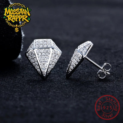 MossanRappr 0.94cttw Moissanite Eleganti orecchini a rombo in argento sterling 925 D Colore ghiacciato Gioielli Hip Hop per uomo Donna platinumshop