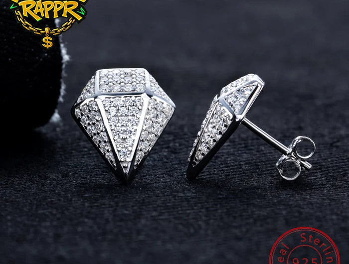MossanRappr 0.94cttw Moissanite Eleganti orecchini a rombo in argento sterling 925 D Colore ghiacciato Gioielli Hip Hop per uomo Donna platinumshop