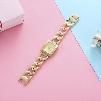 UTHAI Orologio da donna con diamanti quadrati intarsiati quadrati leggeri Orologi al quarzo moda di lusso Orologio da polso da donna con cinturino in metallo Orologio da ragazza platinumshop