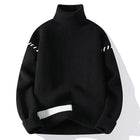New Fashion Youthful Vitality Mens Turtleneck Sweater Autumn Winter Loose Casual Knitted Pullovers Men Warm Patchwork Knitwear