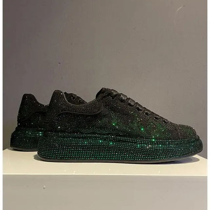 New Luxury Charming Men Showy Rhinestone Casual High Top Shoes Flats Male Designer Prom Sneakers Loafers Shoes Zapatos Hombre