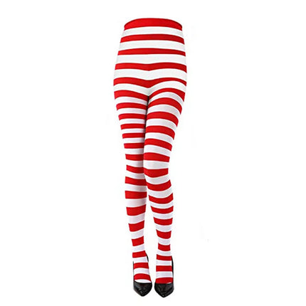 maveraCCüm | Christmas Stockings Red Green Striped Tights Stretchy Leggings Y2K Party Costume Knit Knee High Socks