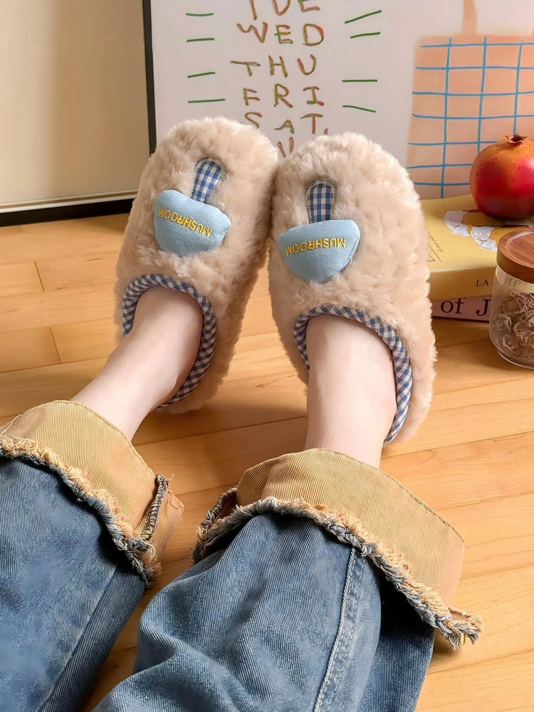 Plush Cotton Slippers Women Winter Indoor Home Shoes Anti-slip Thick Warm Cotton Shoes Cartoon Slippers Soft Comfortable Slipper