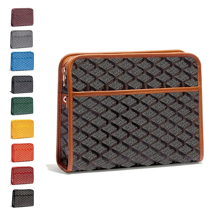 Borsa a tracolla unisex in vera pelle, borsa multifunzione da portare sotto il braccio, borsa portadocumenti portatile per viaggi d'affari
