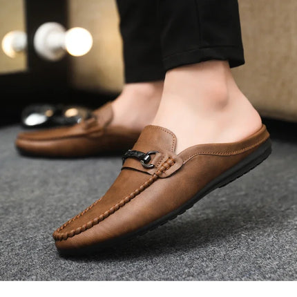 Mocassini Estivi da Uomo in Pelle Comodi e Leggeri, Scarpe Casual Morbide e Piatte, Ciabatte Quotidiane da Uomo
