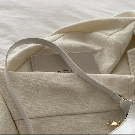 Retro Solid Color PU Leather Shoulder Underarm Bag Women's Fashion Handbags Casual Purses and Handbag Ladies Hand Bags PlatiNum