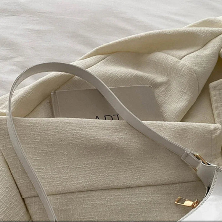 Retro Solid Color PU Leather Shoulder Underarm Bag Women's Fashion Handbags Casual Purses and Handbag Ladies Hand Bags PlatiNum